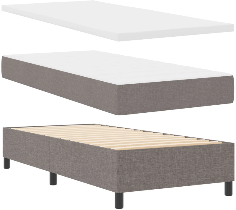 vidaXL Κρεβάτι Box Spring με Στρώμα Γκρι 100x200 cm Ύφασμα