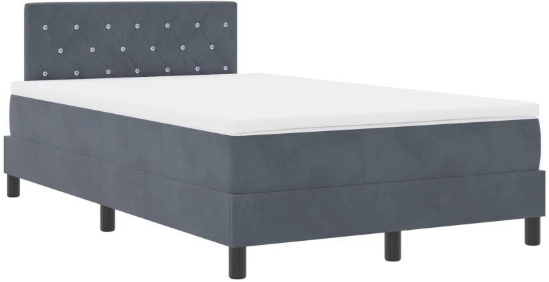vidaXL Κρεβάτι Box Spring με Στρώμα Σκούρο Γκρι 120x200 εκ. Βελούδο