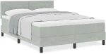 Κρεβάτι Box Spring με Στρώμα vidaXL Ανοιχτό Γκρι 140x200 εκ Βελούδινο