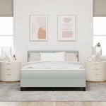 Κρεβάτι Box Spring με Στρώμα vidaXL Ανοιχτό Γκρι 140x200 εκ Βελούδινο