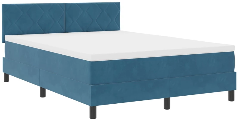 κρεβάτι box spring με στρώμα vidaXL σκούρο μπλε 140x190 εκ. βελούδο