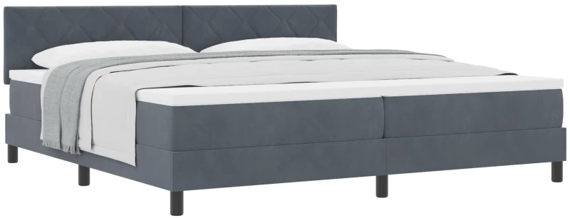 Κρεβάτι Box Spring vidaXL με Στρώμα Σκούρο Γκρι 200x200 εκ. Βελούδο