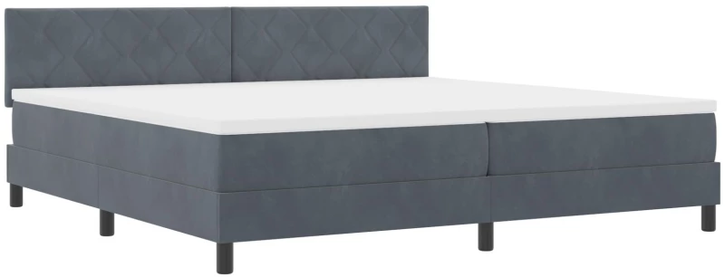 Κρεβάτι Box Spring vidaXL με Στρώμα Σκούρο Γκρι 200x200 εκ. Βελούδο