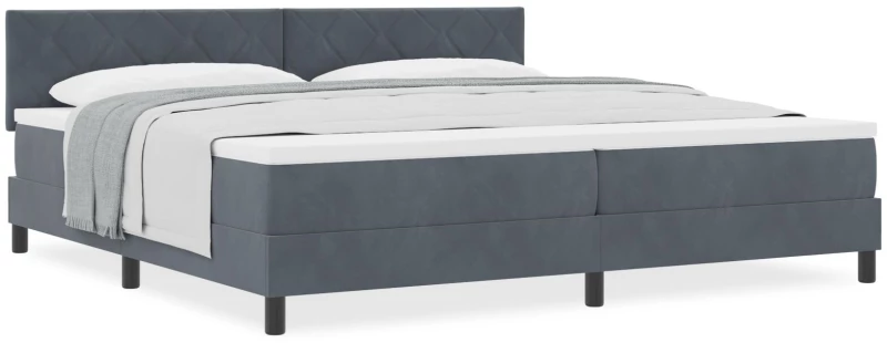 Κρεβάτι Box Spring vidaXL με Στρώμα Σκούρο Γκρι 200x200 εκ. Βελούδο