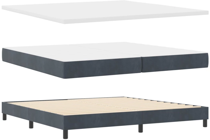 Κρεβάτι Box Spring vidaXL με Στρώμα Σκούρο Γκρι 200x200 εκ. Βελούδο