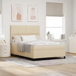 vidaXL Κρεβάτι με Ελατήριο και Στρώμα Κρεμ 140x200 cm Υφασμάτινο