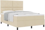 vidaXL Κρεβάτι με Ελατήριο και Στρώμα Κρεμ 140x200 cm Υφασμάτινο