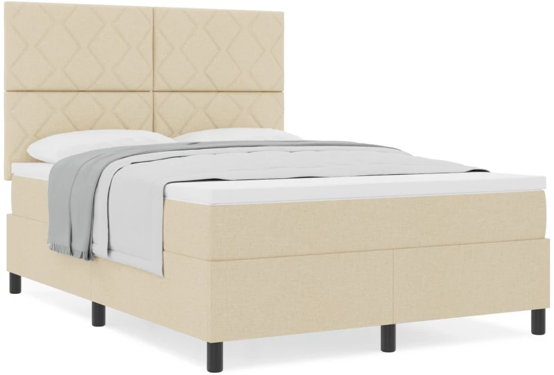 vidaXL Κρεβάτι με Ελατήριο και Στρώμα Κρεμ 140x200 cm Υφασμάτινο