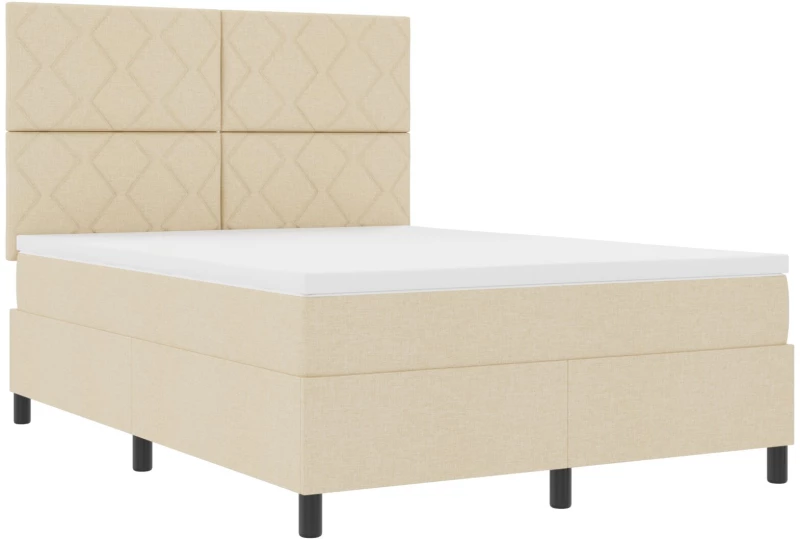 vidaXL Κρεβάτι με Ελατήριο και Στρώμα Κρεμ 140x200 cm Υφασμάτινο