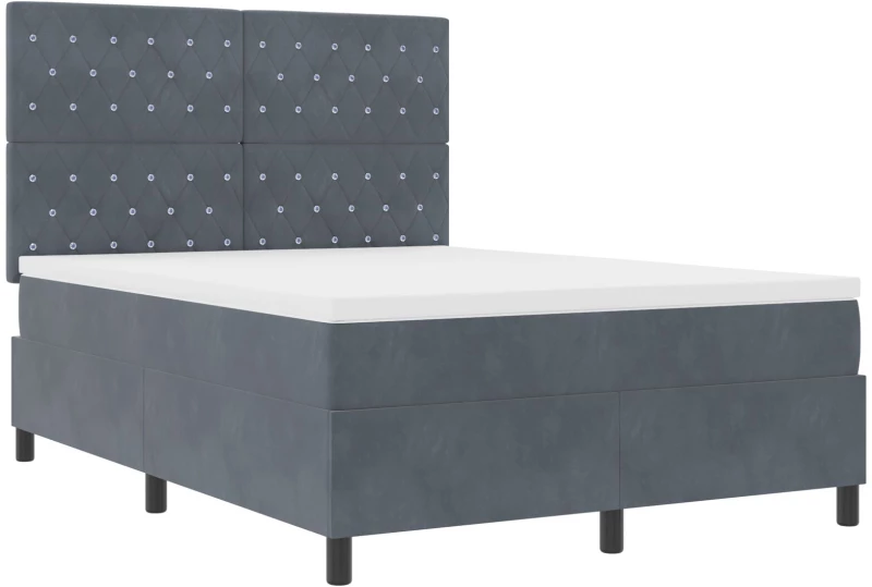 Κρεβάτι Box Spring με στρώμα vidaXL Σκούρο Γκρι 160x200 εκ. Βελούδο