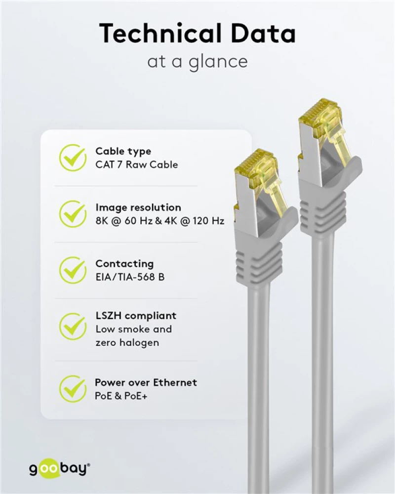 GOOBAY καλώδιο δικτύου 91621, CAT 7 S/FTP, copper, 500MHz, 5m, γκρι