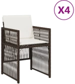 vidaXL Καρέκλες Κήπου 4 τεμ. Καφέ Συνθ. Ρατάν Μαξιλάρια