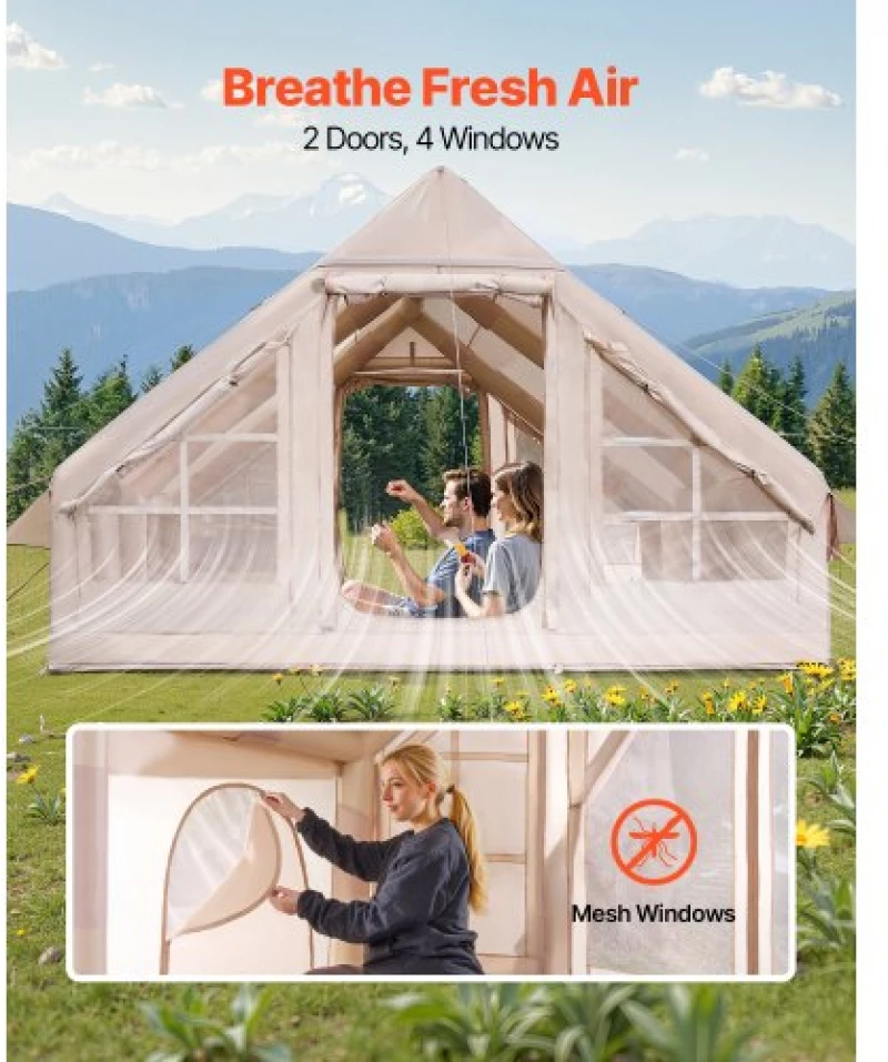 VEVOR Inflatable Tent for Camping 5-8 Person Glamping Tent with Pump Easy Set up