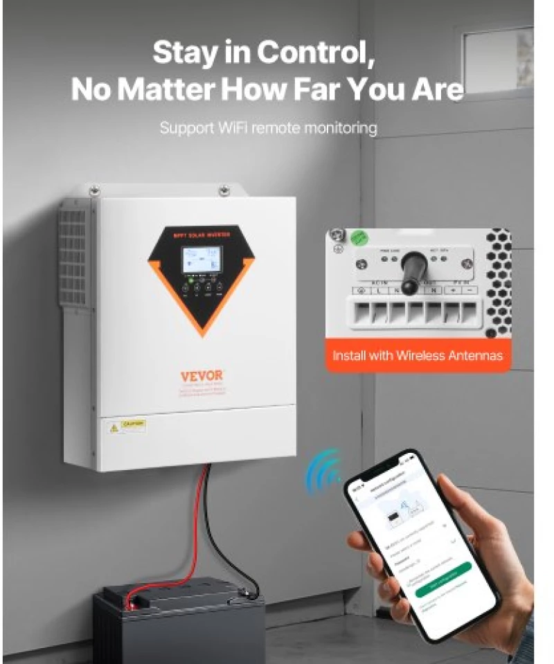VEVOR Hybrid Solar Inverter Charger 3500W 220/230V Built-in 100A MPPT Controller