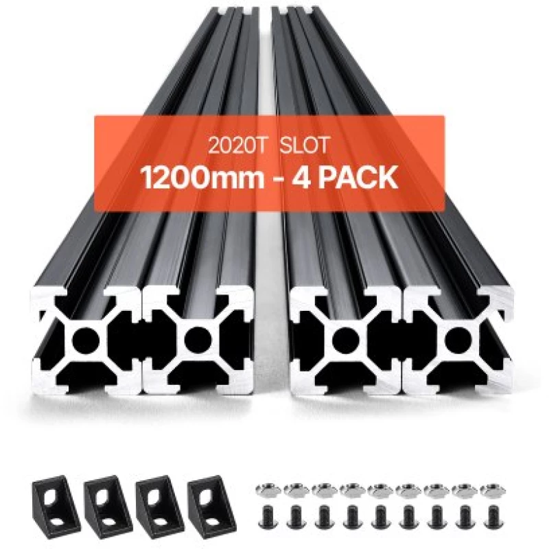 VEVOR 4PCS 47.2 in (1200mm) T Slot 2020 Aluminum Extrusion Anodized Linear Rail