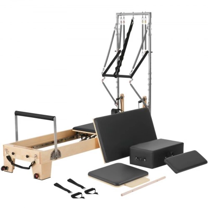 VEVOR Pilates Reformer Wood Pilates Machine Home Gym Workout Equipment