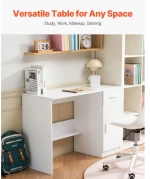 VEVOR Small Desk with Drawer Kids Desk for Bedroom Wood Simple Study Table White