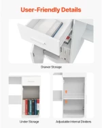 VEVOR Small Desk with Drawer Kids Desk for Bedroom Wood Simple Study Table White