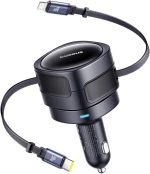 Baseus Enjoyment Max φορτιστής αυτοκινήτου με καλώδια USB-C+Lightning 60W Μαύρο
