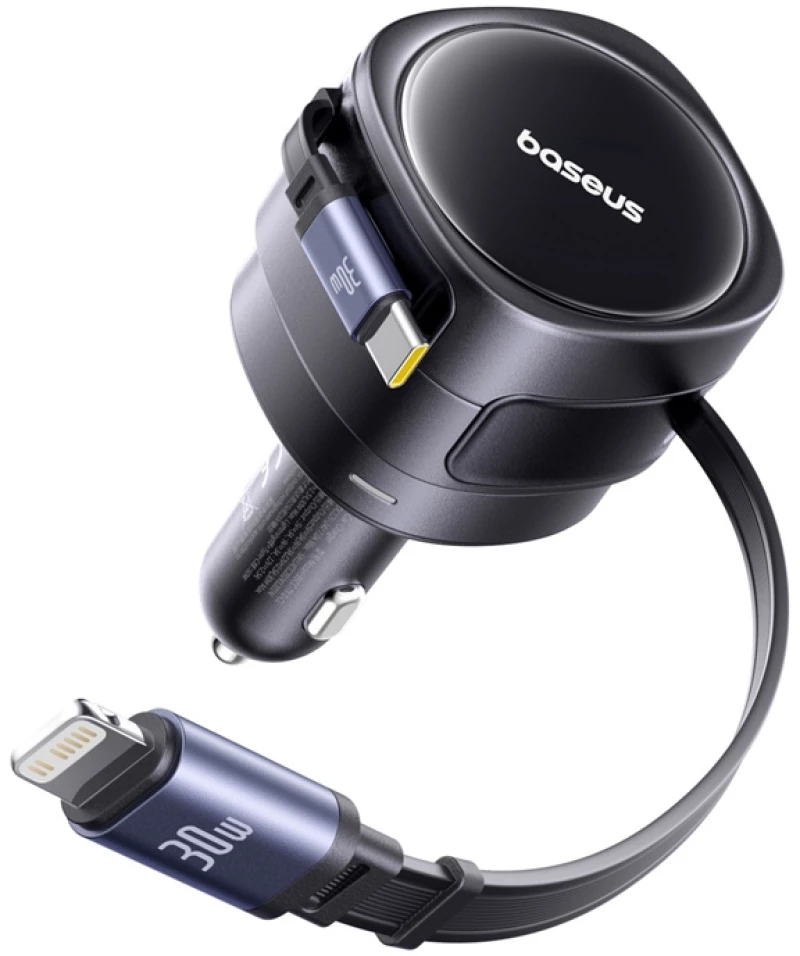Baseus Enjoyment Max φορτιστής αυτοκινήτου με καλώδια USB-C+Lightning 60W Μαύρο