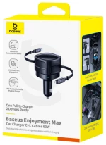 Baseus Enjoyment Max φορτιστής αυτοκινήτου με καλώδια USB-C+Lightning 60W Μαύρο