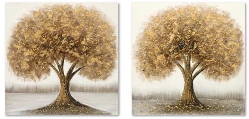 Πίνακας Home ESPRIT Χρυσό Δέντρο Παραδοσιακά 80 x 3 x 80 cm (x2)