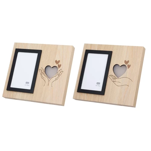 Κορνίζα (Led) Ορθογώνια Καρδιά Μοτίφ Mdf Καφέ 2 Ποικιλία 25X3X22Cm 25X3X22Cm - -