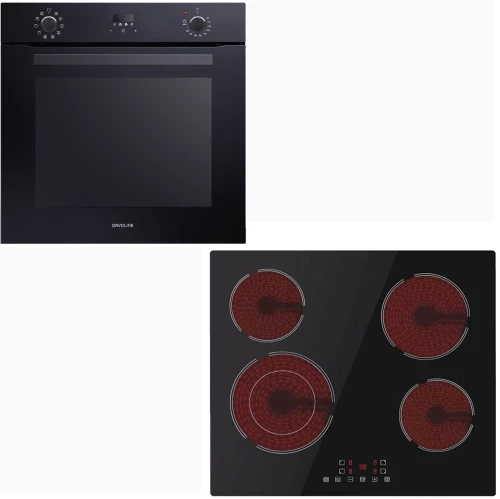 Davoline Σετ BBO 7210 Εντοιχιζόμενος Φούρνος Π59.4εκ 72lt & BVC 6005 Κεραμική Εστία 59x52εκ Μαύρη