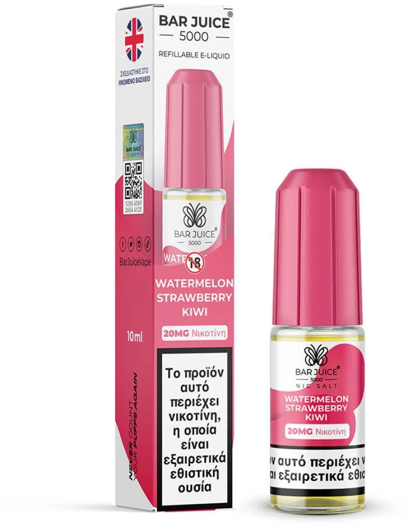 Bar Juice 5000 Watermelon Strawberry Kiwi 10ml 20mg Nic Salts