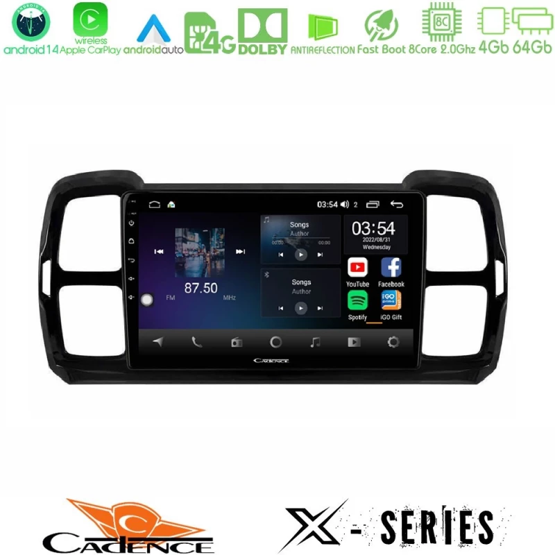 Cadence x Series Citroen ds5 Aircross 2017-2021 8core Android 14 4+64gb Navigation Multimedia Tablet 9" u-x-Ct1240