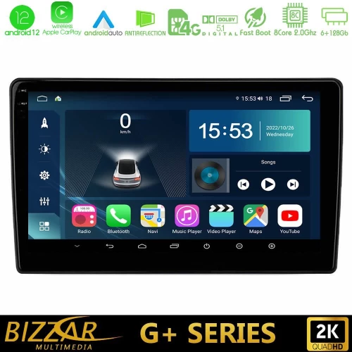Bizzar g+ Series Ford Fiesta 2018-2024 8core Android12 6+128gb Navigation Multimedia Tablet 10" u-g-Fd1787