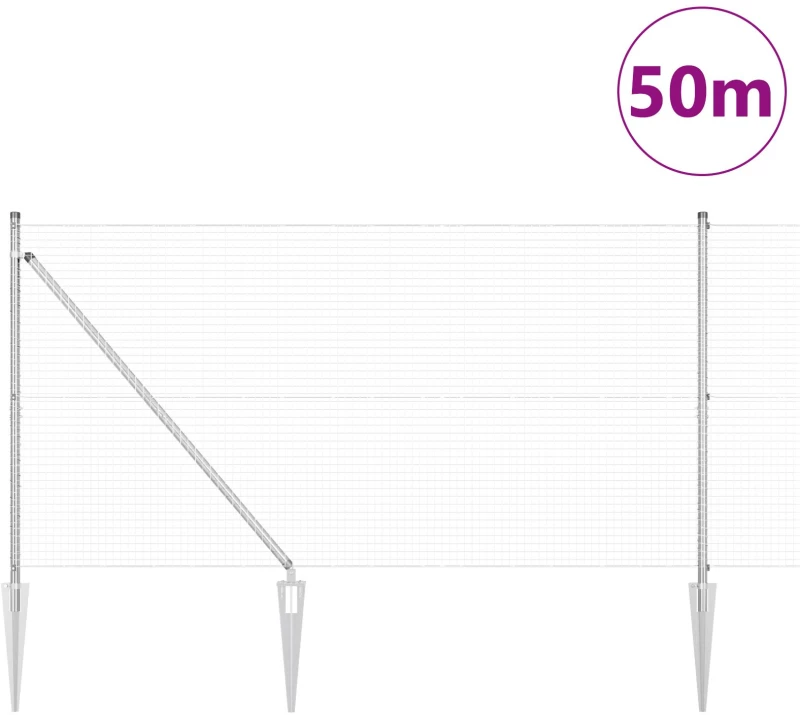 vidaXL Περίφραξη με 13 στήλες σφήνας 1.2x50 μ γαλβανισμένος χάλυβας