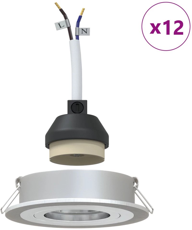 vidaXL Κρυφοί Προβολείς 12 τμχ Στρογγυλοί GU10 Ασημί Ø91 χιλ