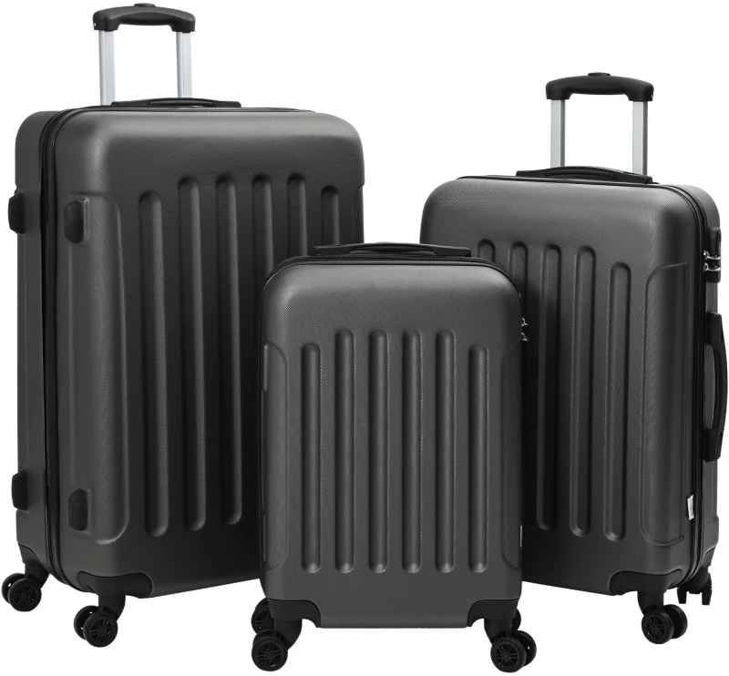 vidaXL Σετ βαλιτσών 3 τεμ Σκληρού ΚαShell Σκούρο Γκρι 20'' 24'' 28'' ABS