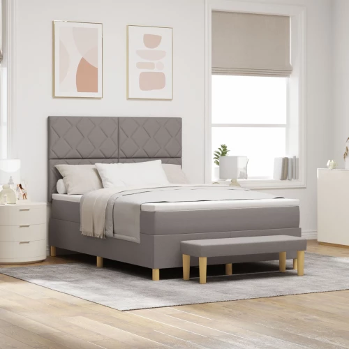 vidaXL Box Spring Bed με Στρώμα & Πάγκο Ταπέτα 160x200 εκ Ύφασμα