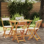 vidaXL Σετ Bistro 5 τεμαχίων με Μαξιλάρια από Ξύλο Ακακίας