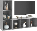 vidaXL Έπιπλα Τηλεόρασης 2 τεμ. Γκρι Σκυρ. 107x35x37 εκ. Μοριοσανίδα