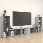 vidaXL Έπιπλα Τηλεόρασης 4 τεμ. Γκρι Σκυρ. 107x35x37 εκ. Μοριοσανίδα