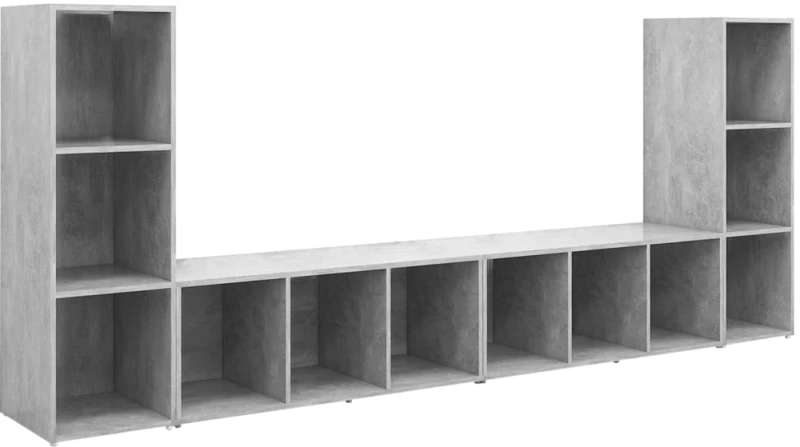 vidaXL Έπιπλα Τηλεόρασης 4 τεμ. Γκρι Σκυρ. 107x35x37 εκ. Μοριοσανίδα