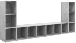 vidaXL Έπιπλα Τηλεόρασης 4 τεμ. Γκρι Σκυρ. 107x35x37 εκ. Μοριοσανίδα