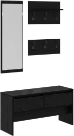 vidaXL 4 Τεμαχίων Σετ Επίπλων Διαδρόμου Μαύρο Δρυς Κατασκευασμένο Ξύλο