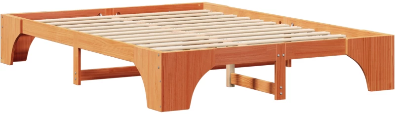 vidaXL Κρεβάτι Καφέ κερωμένο Στερεό ξύλο 140 x 200 cm Σταθερό
