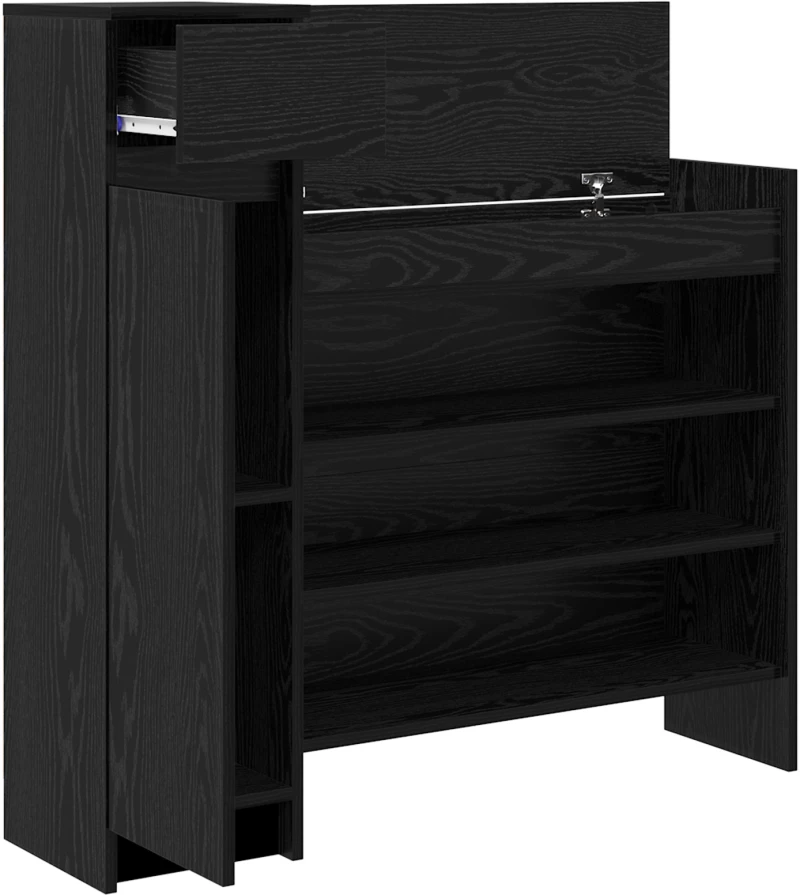 vidaXL ντουλάπι παπουτσιών Μαύρος Δρυς 100.5x28x100 cm από επεξεργασμένο ξύλο
