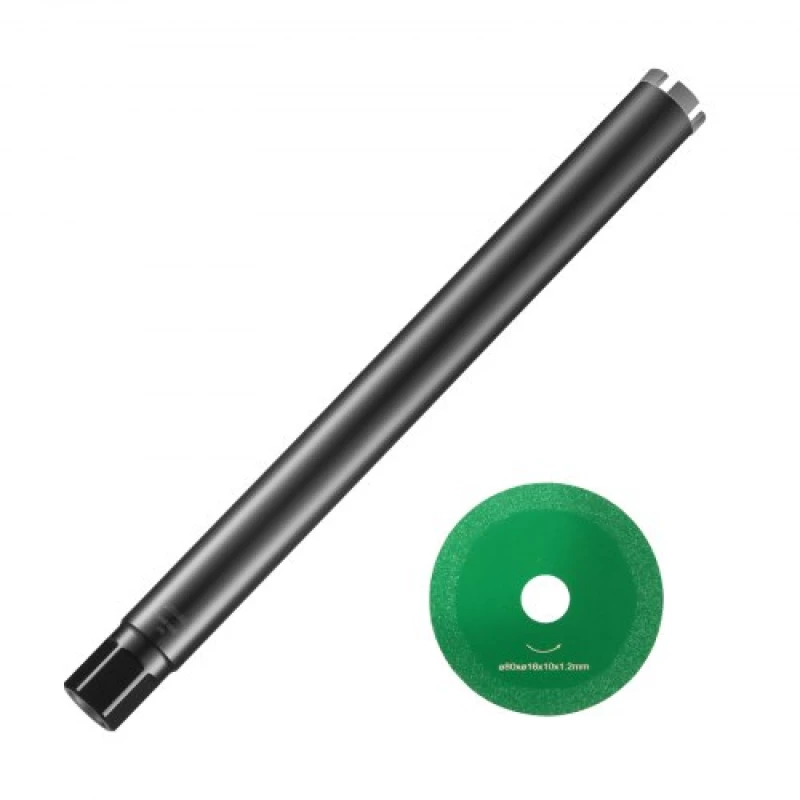 VEVOR Core Drill Bit, 2" Wet Diamond Core Drill Bits, 14" Drilling Depth Concrete Core Drill Bit with Saw Blade, 1-1/4"-7 Inner Thread, Laser Welding, Diamond Wet Coring Bit for Concrete Brick