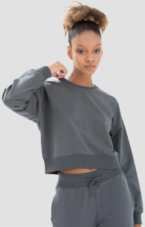 Γυναικείο Αθλητικό Oversized Sweatshirt Dark Grey