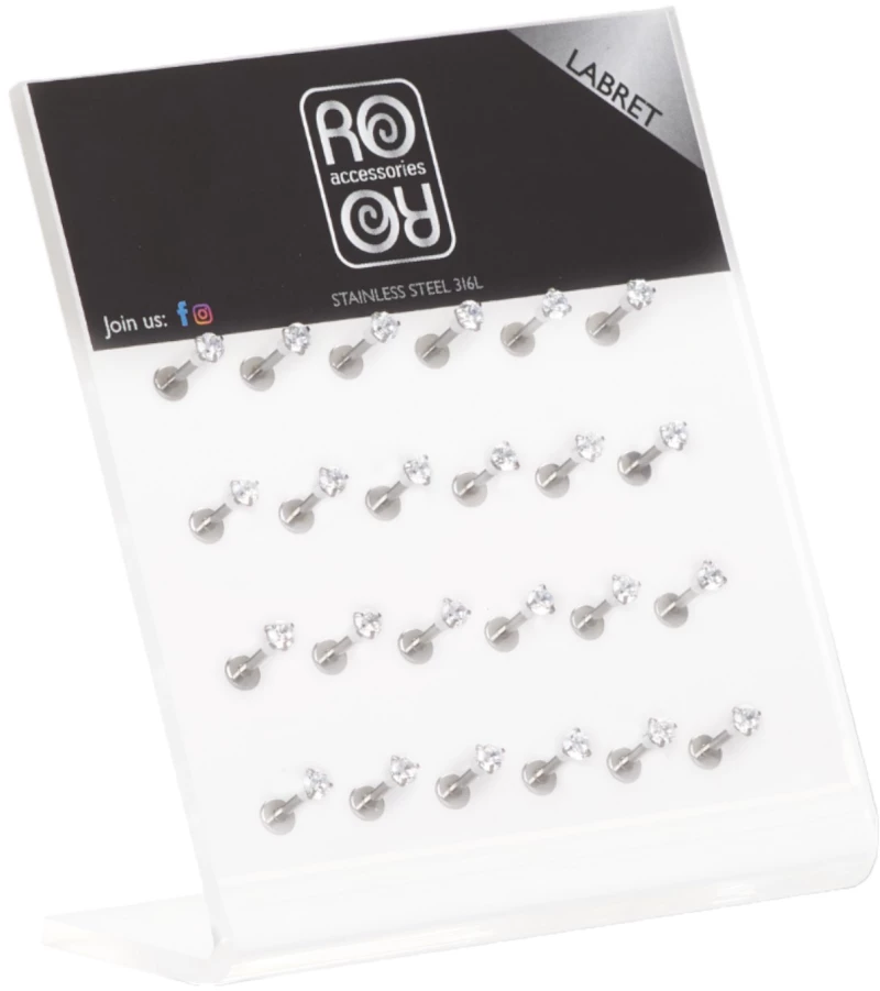 Σκουλαρίκι χειλιού Stainless Steel 3 clip Zircon