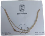 Αλυσίδα κοιλιάς Stainless Steel double με στοχείο καρδιά και πέρλα