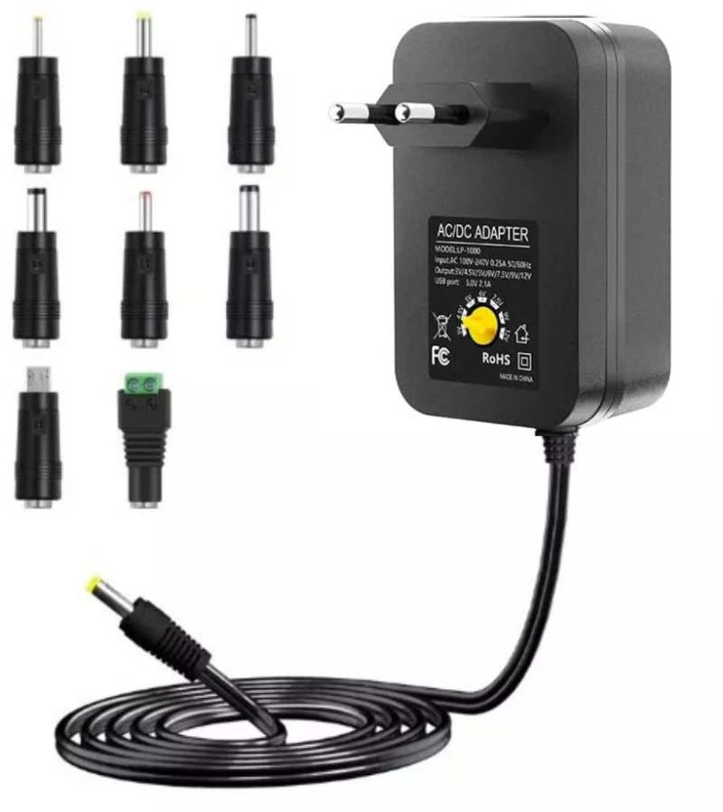Ρυθμιζόμενο Τροφοδοτικό 3–12V 30W Universal με 8 Αντάπτορες Σύνδεσης - Arrango AT49069