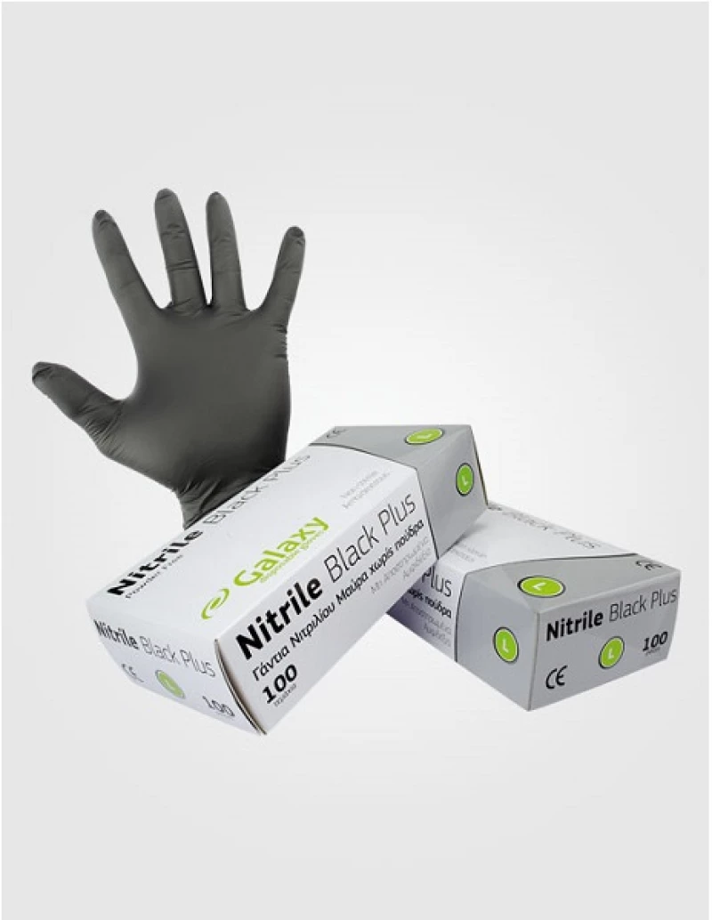 Γάντια Νιτριλίου Μιας Χρήσης Μαύρα 5.5g Nitrile Plus Galaxy - 237