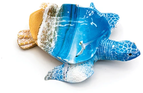 Διακοσμητική χελώνα τασάκι μπλε με σχέδια  Polyresin 12cm syllogi ΦΤ-1231-2